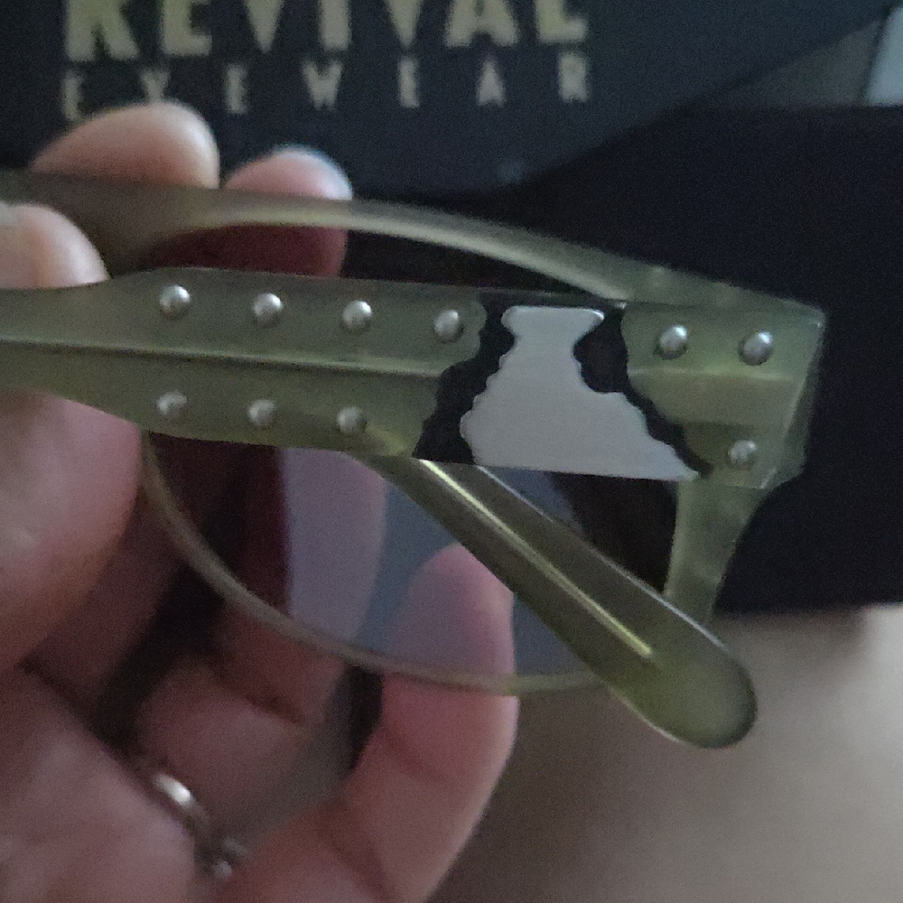 Women's Yellow Studded Rectangular Sunglasses - image 3